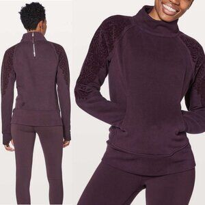 Lululemon Floral Flock Pullover Sweatshirt Black Cherry